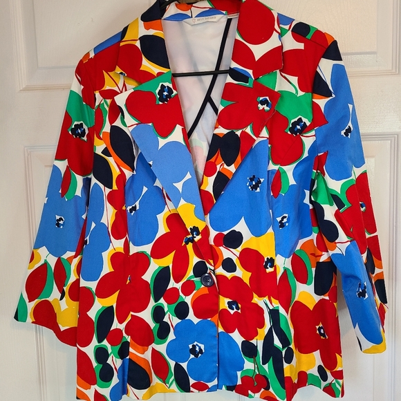 Erin London, Woman's Long Sleeve Blazer, Size: Large Color: Flower Pattern - Picture 6 of 16